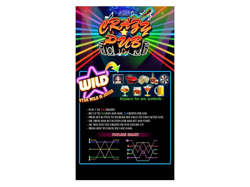Slot Games,Vertical,Crazy Pub,XGA High Resolution Graphics,Vertical Game,Ten Liner,Bonus Games,Touch Screen
